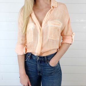 Anthropologie Cloth & Stone Orange Burnout Top